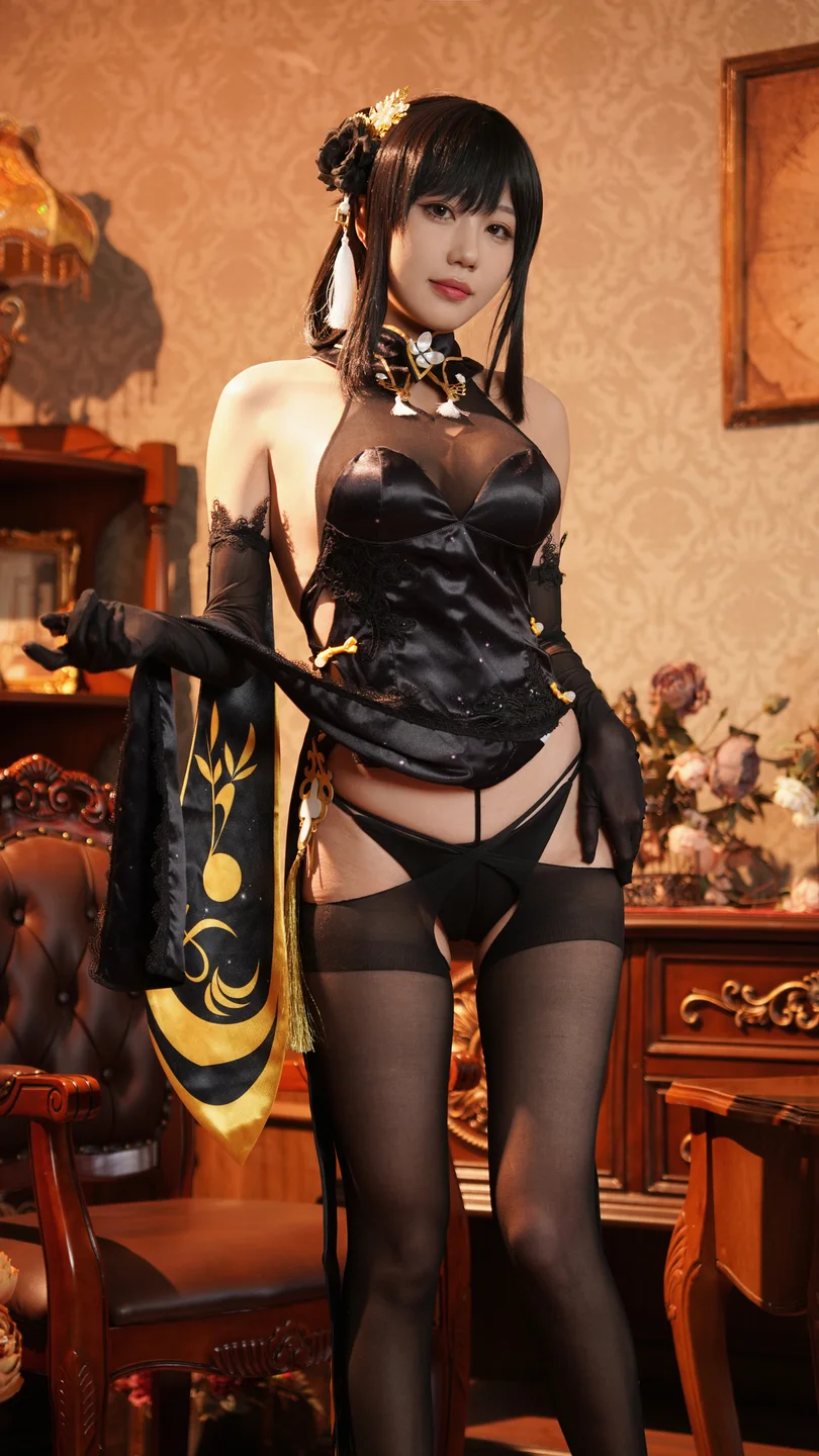 影子喵Ghost - 镇海黑旗袍 [131P,4V-3.71GB] tg@simisebaisi 【丝足阁】048.webp